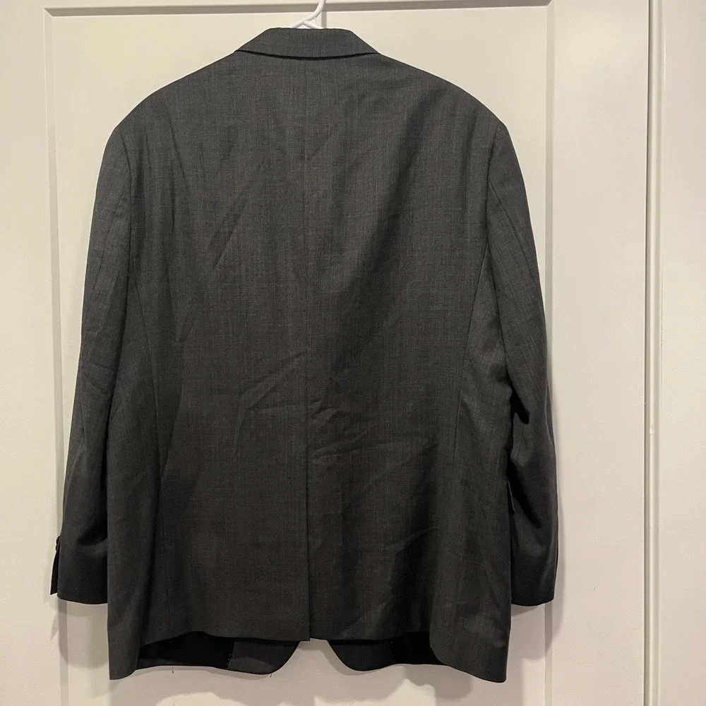 Hart Schaffner Marx Mens 44S Charcoal Grey Two Button Blazer Sport Coat USA Made